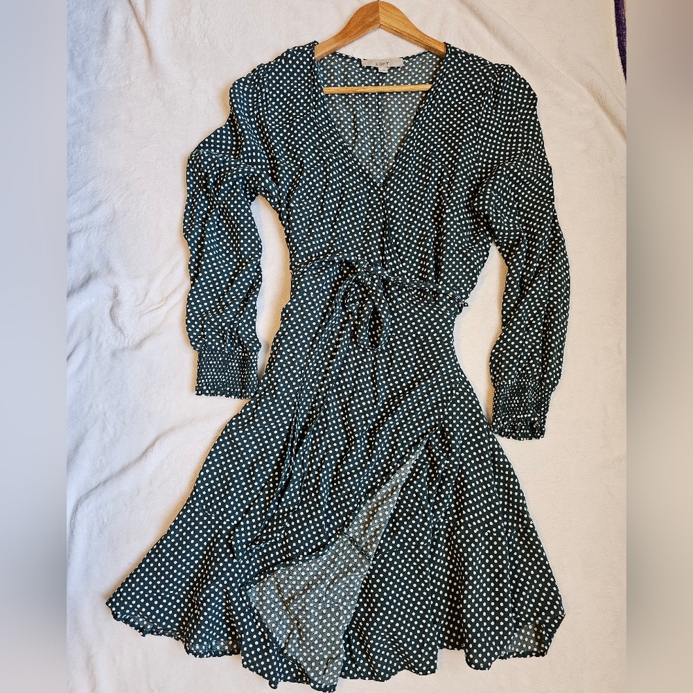 Elegant Polka Dot Wrap Dress